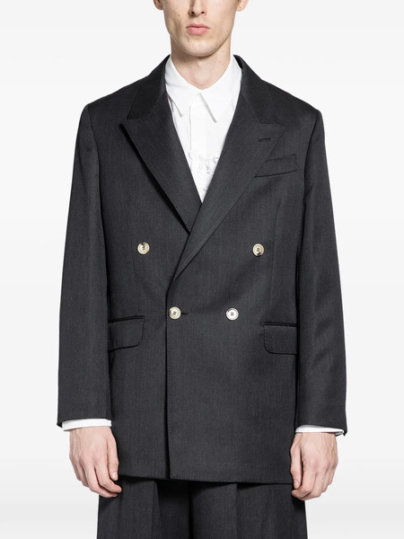  Simone Rocha Blazer Doppiopetto Con Ricamo - Grigio 