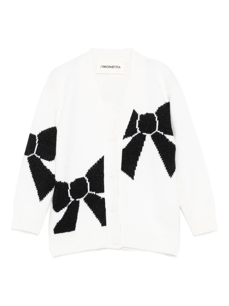  Simonetta Cardigan Con Fiocco - Bianco 