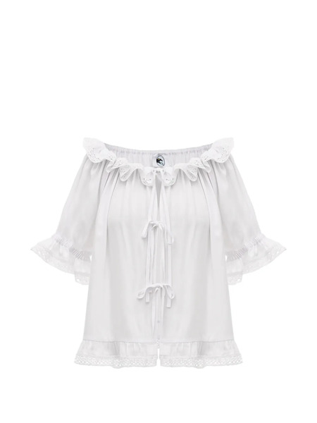  Sleeper Set Romantica Con Ruches - Bianco 