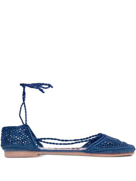 Slo_hand_made Ballerine Stringate - Blu 