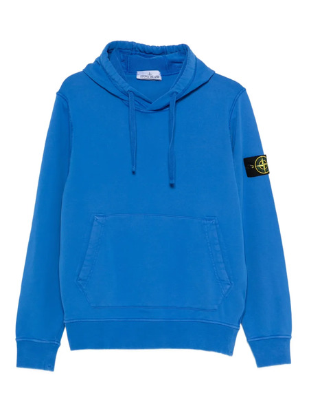  Stone Island Felpa Con Logo E Cappuccio - Blu 