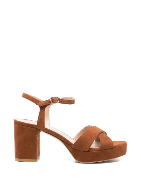  Stuart Weitzman Sandali Platform Con Design A Incrocio - Marrone 
