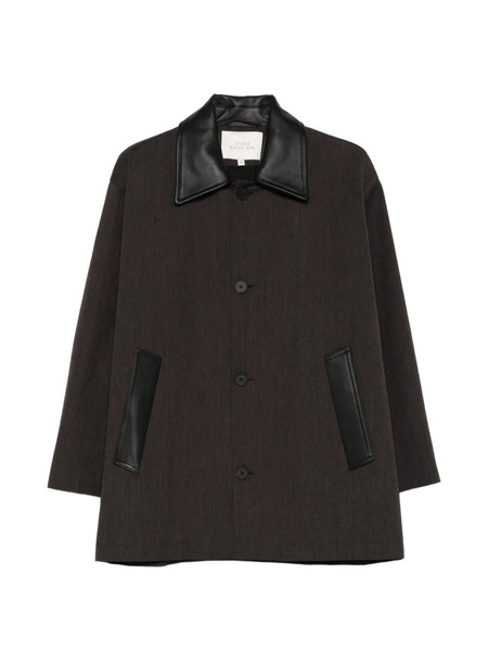  Studio Nicholson Cappotto Con Colletto In Pelle - Marrone 