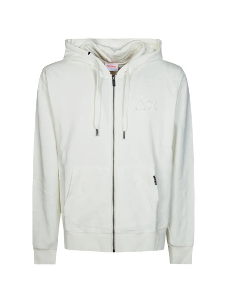  Sun68 Felpa Con Cappuccio E Zip - Bianco 