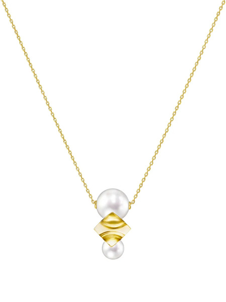  Tasaki Pendente M/g Tasaki Square Leaf In Oro Giallo 18 Carati 