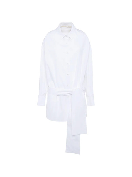  Tela Camicia Con Nodo Alla Vita - Bianco 