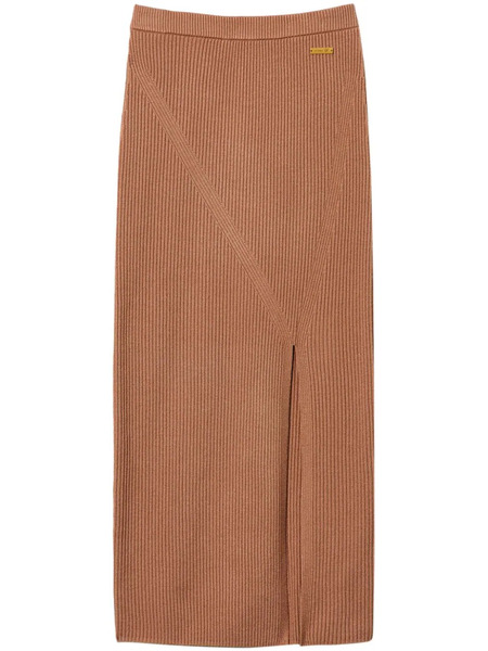  Twinset Gonna Midi A Coste - Marrone 
