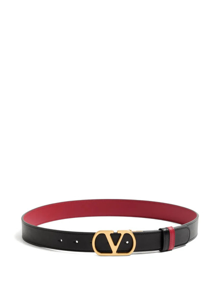  Valentino Garavani Cintura Vlogo Signature Reversible In Pelle Di Vitello Lucida 30mm / 1.2 In. - Nero 