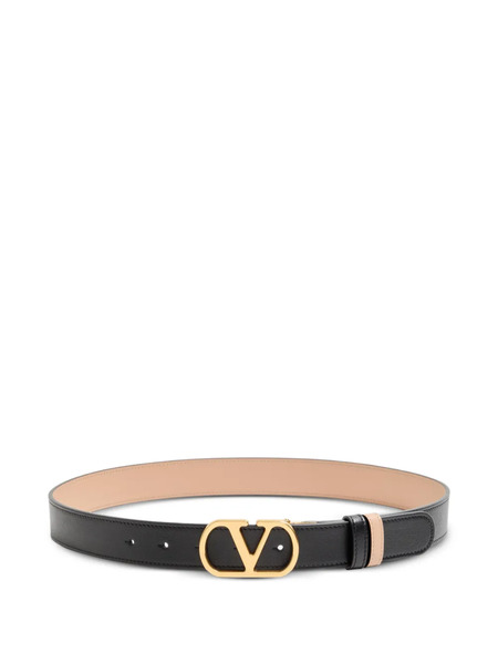  Valentino Garavani Cintura Vlogo Signature Reversible In Pelle Di Vitello Lucida 30mm / 1.2 In. - Nero 