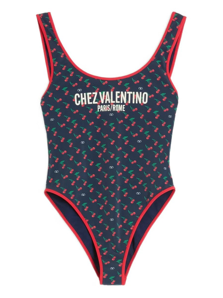 Valentino Garavani Costume Intero Con Stampa Cherrific - Blu 