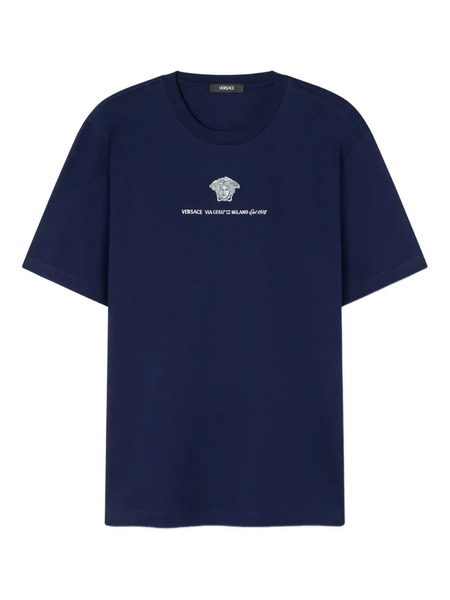  Versace T-shirt Con Ricamo Medusa - Blu 