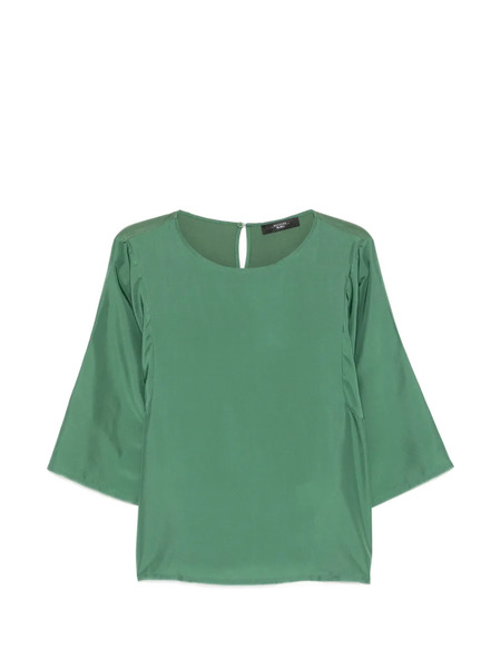  Weekend Max Mara Boat-neck Silk Top - Verde 