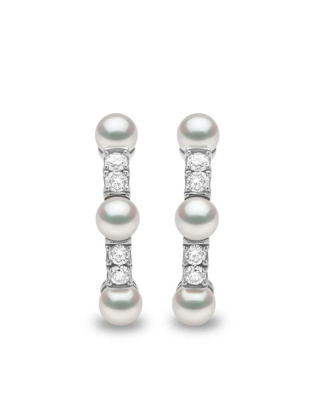  Yoko London Orecchini A Cerchio Eclipse In Oro Bianco 18 Carati Con Diamanti E Perle Akoya - Argento 
