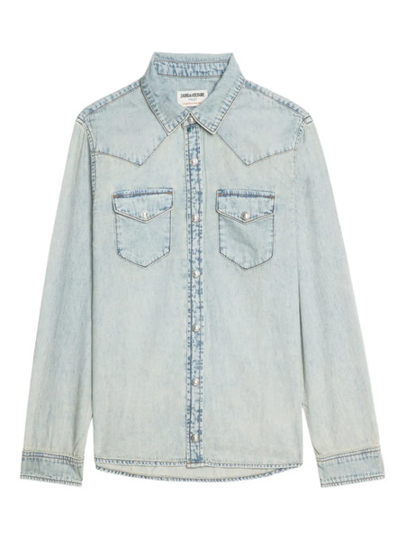  Zadig&voltaire Camicia Denim Saby Con Borchie - Blu 