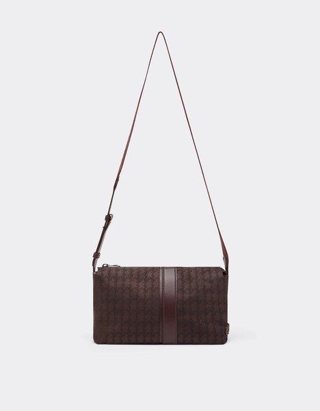  Ferrari Crossbody Bag In Q-cycle® Jacquard Con Motivo Cavallino - Male Borse E Accessori Da Viaggio Mogano Os 