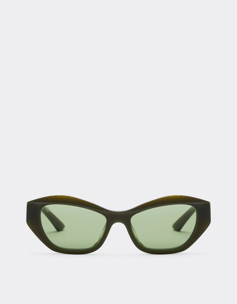  Ferrari Occhiale Da Sole Ferrari In Acetato Color Verde Striato Con Lenti Solid Green - Female Occhiali Da Sole Verde Abetone Os 