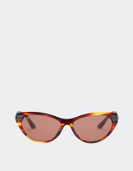  Ferrari Occhiale Da Sole Ferrari In Acetato Marrone A Righe Con Lenti Marroni - Female Ferrari Collection Marrone Os 