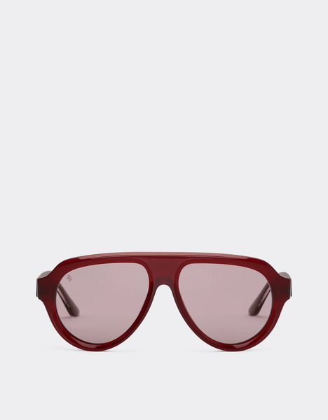  Ferrari Occhiale Da Sole Ferrari In Acetato Rosso Opale Con Lenti Polarizzate Viola Specchiate Oro -  Ferrari Collection Rosso Scuro Os 