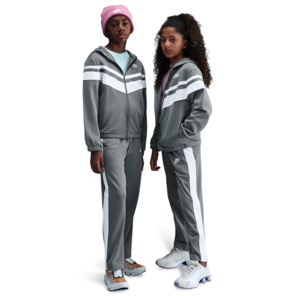  Nike Dri-fit Hooded Tracksuit Bambini - Tute Da Ginnastica Grigio - Taglia 122 - 128 Cm - Jersey Di Cotone 