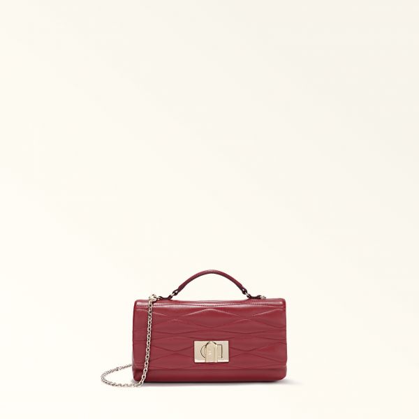  Furla 1927 Borsa Mini L Ciliegia D Rosso Nappa Di Pelle Di Vitello Di Lusso Trapuntata Dattero + Pelle Nappa Donna 