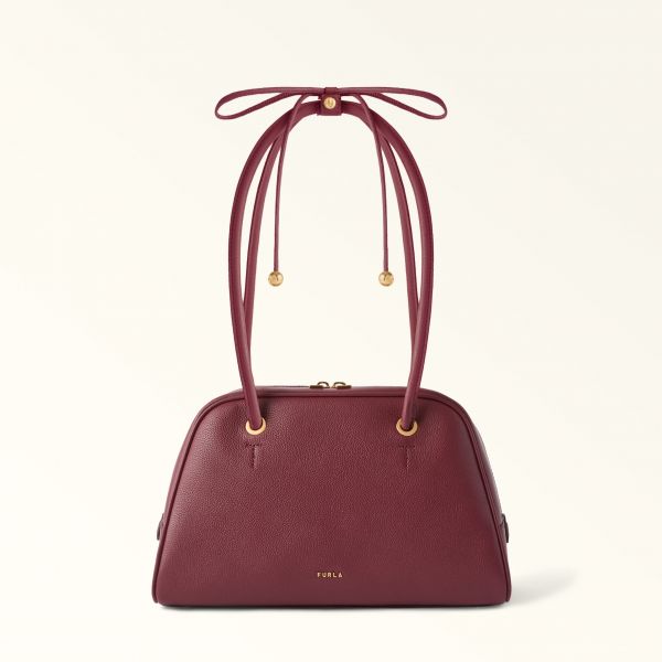  Furla Poppy Borsa A Mano M Red Apple Rosso Pelle Pieno Fiore Diamond + Pelle Di Vitello Sidney Donna 
