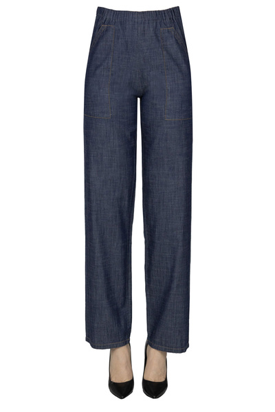  Clouds Pantaloni In Cotone Stile Denim 
