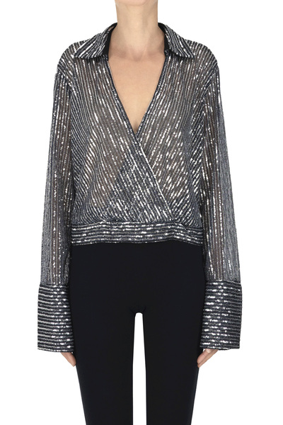  Semicouture Camicia Cropped Con Paillettes 