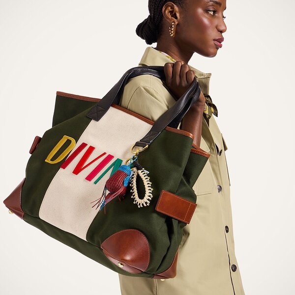  La Doublej Bags & Pochettes Women - Divine Tote Bag Solid Dark Green One Size 85% Cotton 15% Cow Leather 
