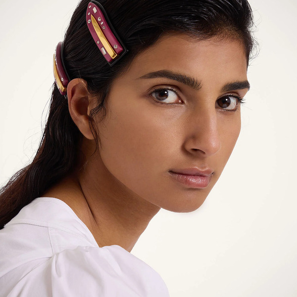  La Doublej Hair Accessories Women - Jazzy Salon Clip Solid Purple One Size 40% Polyester 35% Acrylic 16% Brass 5% Steel 4% Glass 