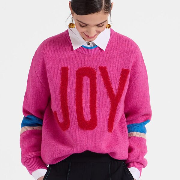  La Doublej Knitwear Women - Joy Sweater Color Block Pink & Red L 65% Wool 18% Mohair 11% Polyamide 6% Cashmere 