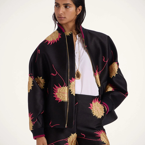  La Doublej Outerwear Women - Brooklyn Bomber Derby Black L 83% Polyester 9% Cotton 5% Silk 3% Polyamide 