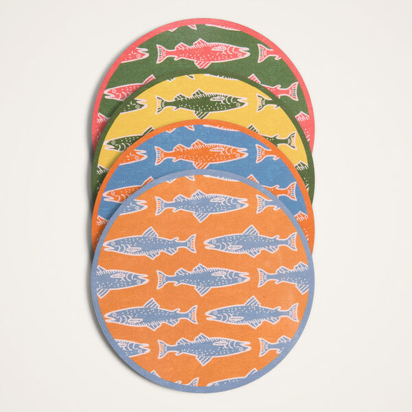  La Doublej Placemats & Runners Women - Disk Coasters Set Of 4 Como Fish Multicolor One Size 83% Wood Fiber 12% Cork 5% Polyester 