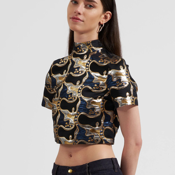  La Doublej Shirts & Tops Women - Juliet Crop Top Spritz Blu Xs 45% Poliestere Riciclata 33% Fibra Metallizzata 22% Poliestere 