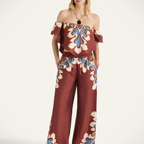  La Doublej Shorts & Pants Women - Palazzo Pants Palazzo Placée Chocolate Xxl 98% Silk 2% Ostrich Feathers 
