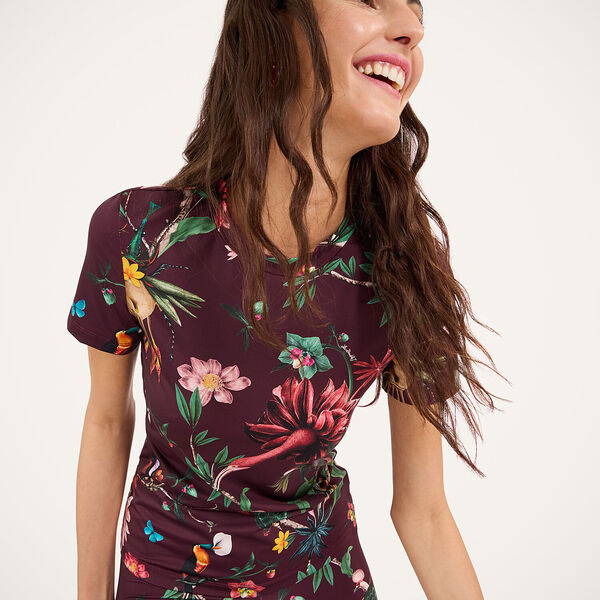 La Doublej T-shirts & Sweatshirts Women - Jazzercize T-shirt Zooflora Burgundy M 83% Polyamide 17 % Elastane 