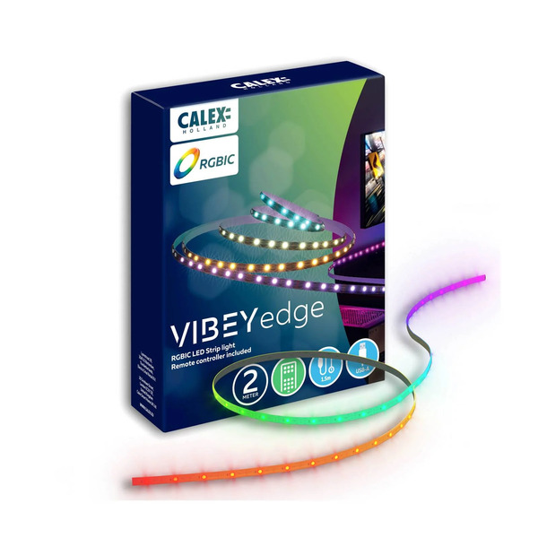  Calex Striscia Led Calex Vibey, Lunghezza 2 M, Usb, Telecomando, Rgbic, Cct 