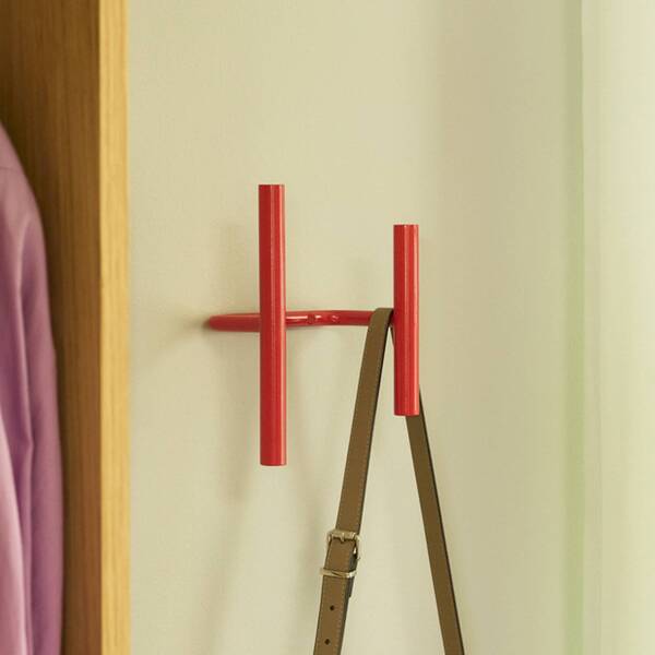  Hübsch Hübsch Appendiabiti Da Parete Flip, Rosso, Larghezza 20 Cm, Metallo 