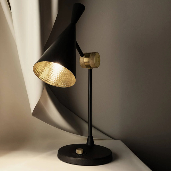  Tom Dixon Tom Dixon Lampada Led Da Tavolo Beat, Nero, Ottone, Altezza 53 Cm 