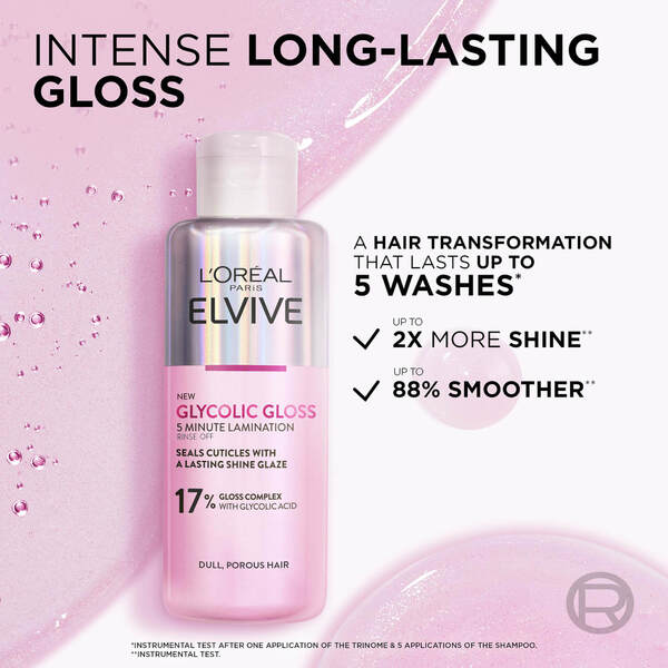  L'oréal Paris L'oréal Paris Elvive Glycolic Gloss Trattamento Laminazione Per Capelli Spenti 5 Minuti Con Risciacquo 150 Ml 