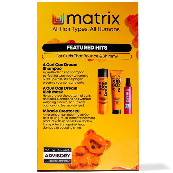  Matrix Matrix A Curl Can Dream Shampoo, Hair Mask And Miracle Creator Haircare Gift Set For Moisturising And Defining Curls/coils 
