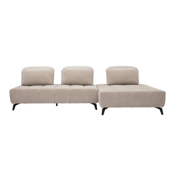  Miliboo Divano Modulabile 4 Posti Con Poggiatesta Regolabili In Tessuto Effetto Velluto Taupe E Metallo Nero Olmo 