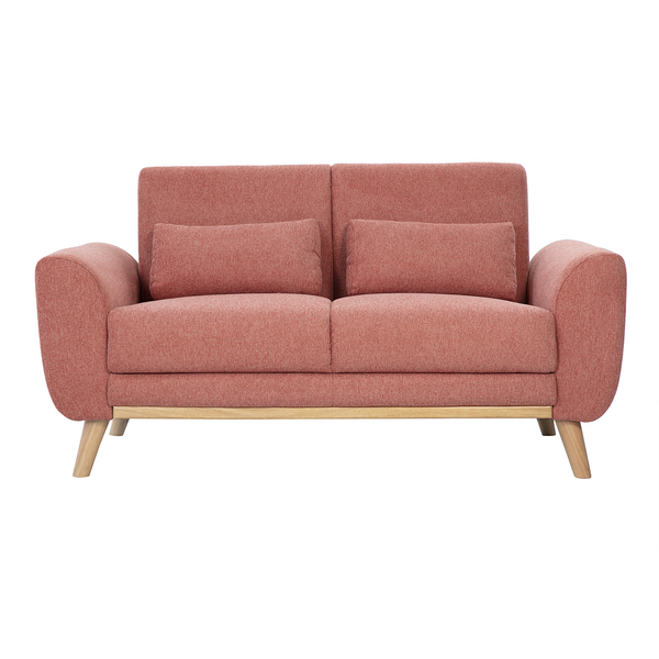  Miliboo Divano Scandinavo A Due Posti In Tessuto Effetto Velluto Testurizzato Terracotta E Legno Chiaro Ektor 
