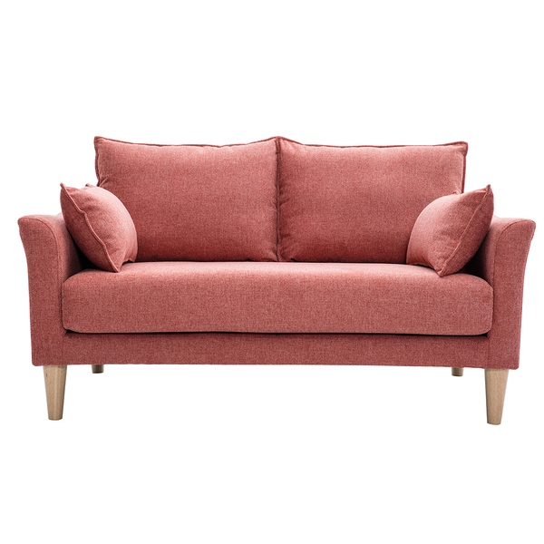  Miliboo Divano Scandinavo 2 Posti In Tessuto Effetto Velluto Testurizzato Color Terracotta E Legno Chiaro Kate 