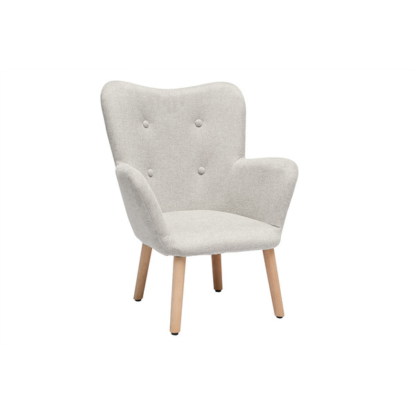  Miliboo Poltrona Per Bambini In Stile Scandinavo In Tessuto Effetto Velluto Beige E Legno Chiaro Baby Bristol 