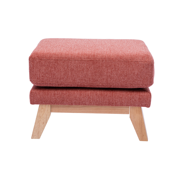  Miliboo Pouf Poggiapiedi Sfoderabile Scandinavo In Tessuto Effetto Velluto Testurizzato Color Terracotta E Legno Chiaro Oslo 