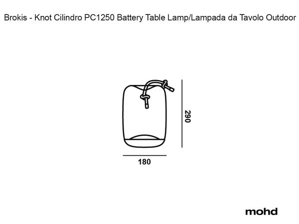  Knot Cilindro Pc1250 Lampada Da Tavolo A Batteria Per Esterni Vetro Trasparente/lucido-ottone Naturale - Piccolo 