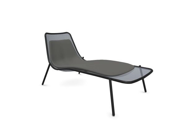  Round Lettino Con Cuscino - Nero / 900-77 Grigio 