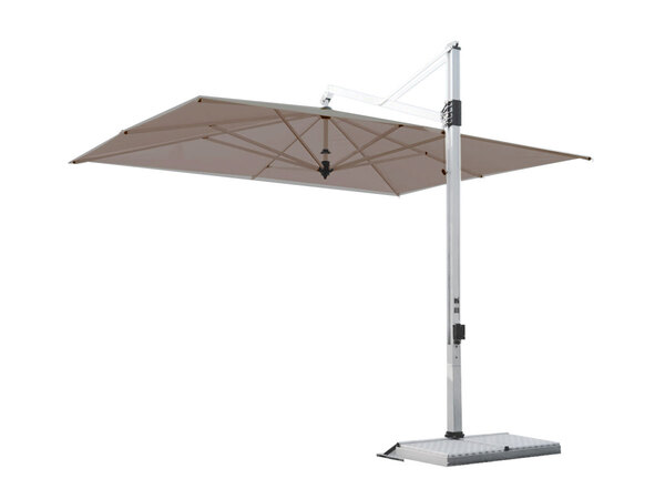  Rodi Ombrellone 300x400 / Sunbrella Tessuto Acrilico Taupe 3729 / Struttura Bianca / Base Piastra Alu 1 Bianco 