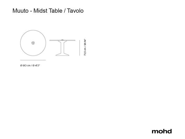  Midst Tavolo Con Foro Per Unità Di Alimentazione - ø. 120 Cm 