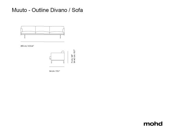  Outline Divano 3 1/2 Posti - Fiord 961/nero 